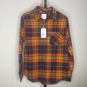 Cloud Veil Men's Orange and Blue Flannel Shirt